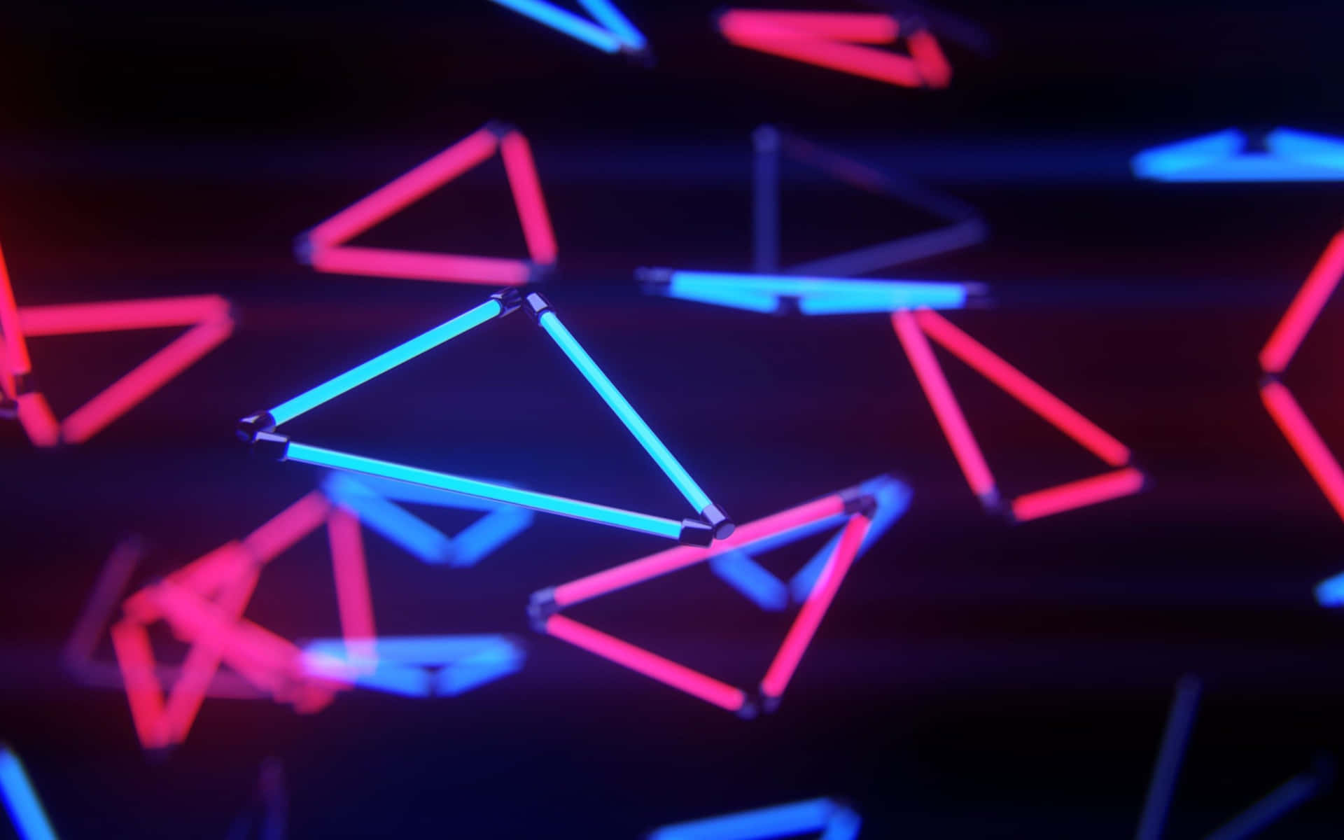 Blue And Pink Aesthetic Neon Triangles Flying Wallpaper