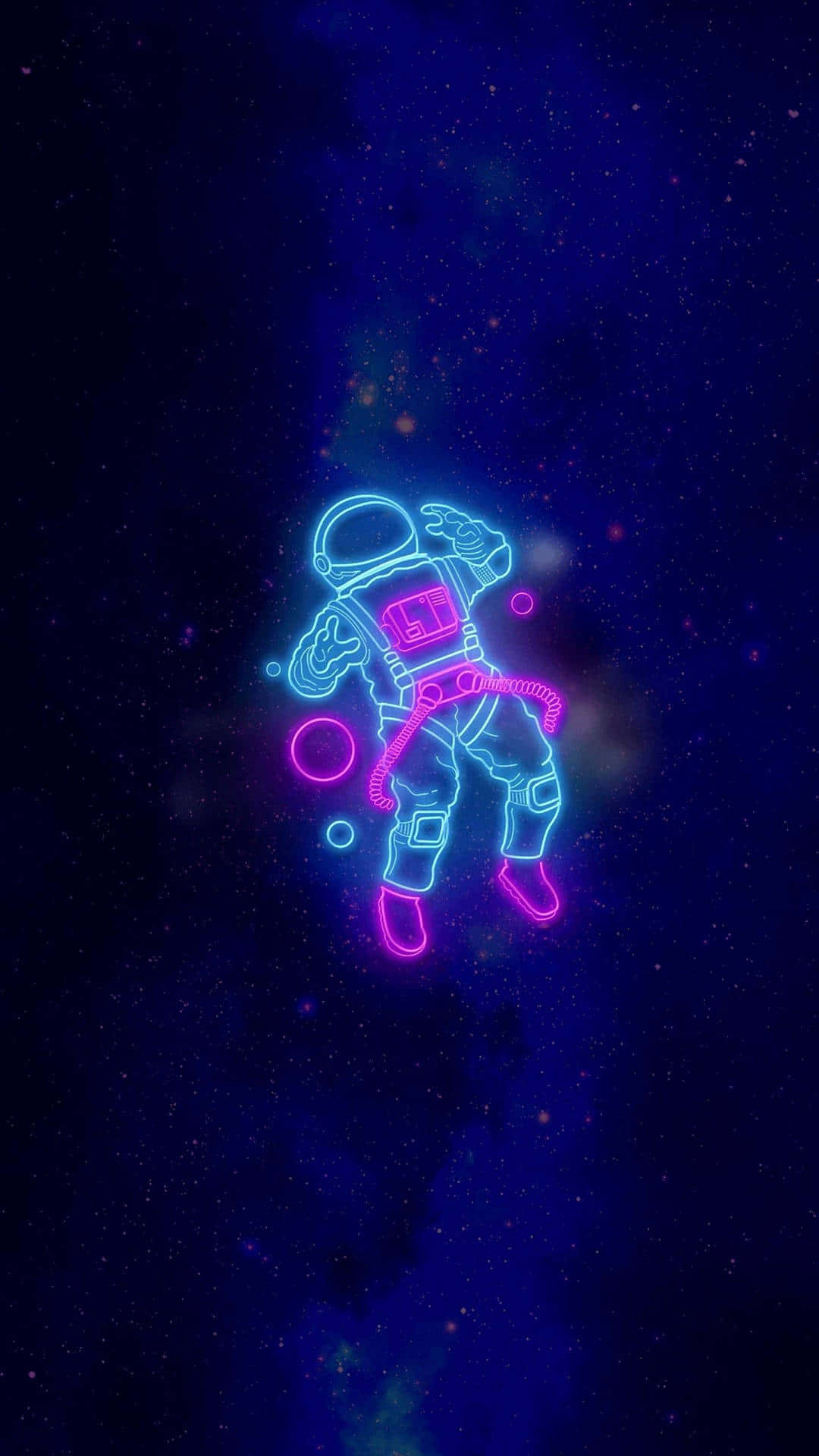 Blue And Pink Aesthetic Neon Astronaut In Space Wallpaper