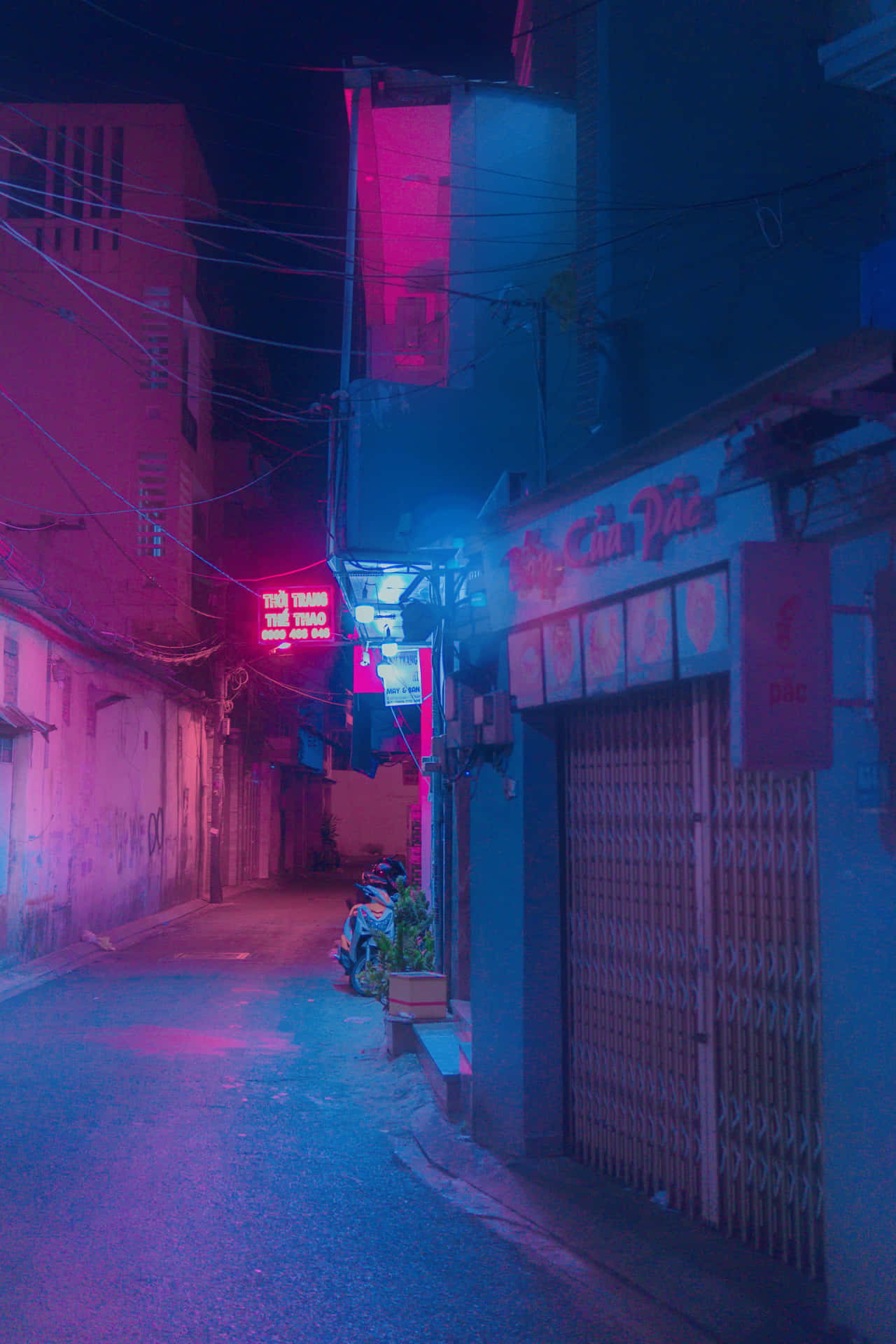 Luminosoletrero De Neón Azul Y Rosa. Fondo de pantalla