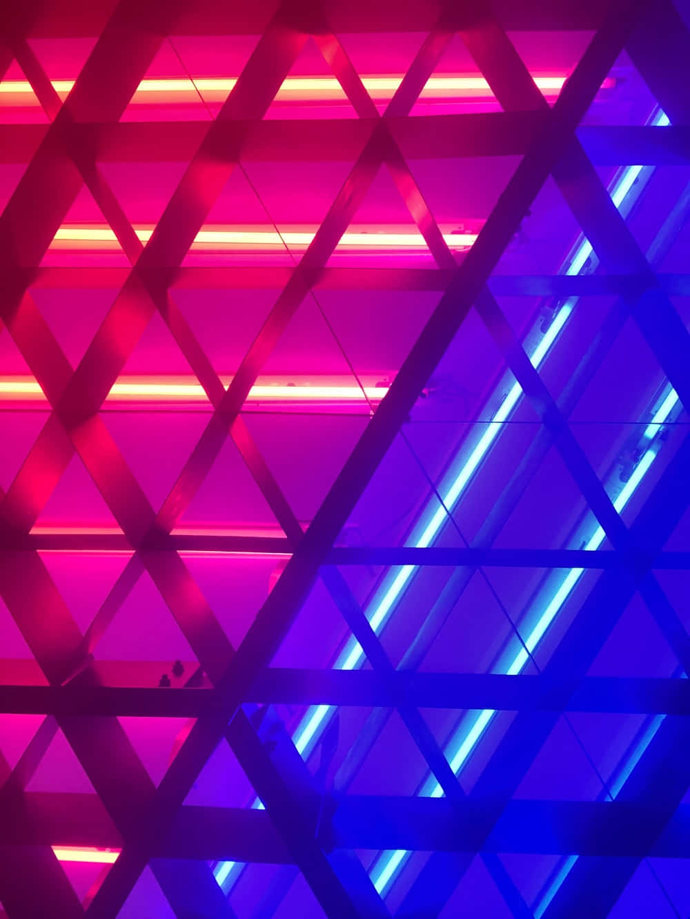 Blue And Pink Aesthetic Neon Lights In Dark Room Wallpaper