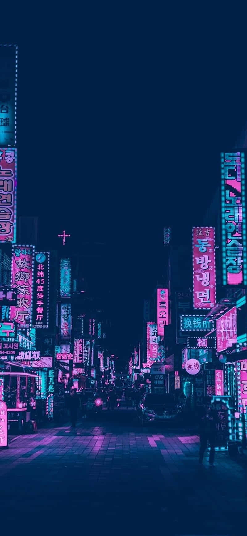 Blue And Pink Aesthetic Neon City Light Wallpaper