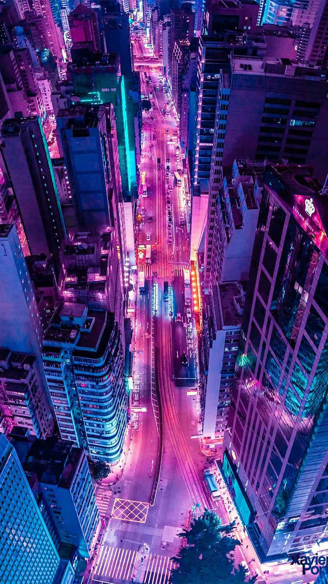 Blue And Pink Aesthetic Neon City Lights Wallpaper