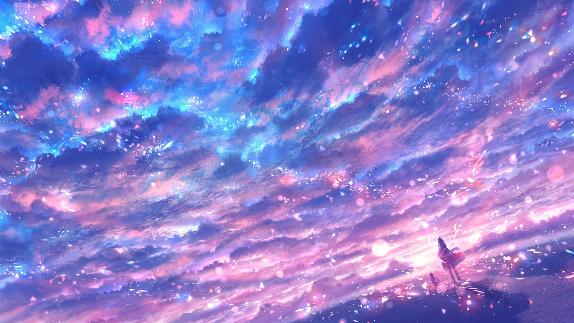 Blue And Pink Cloudy Sky Background