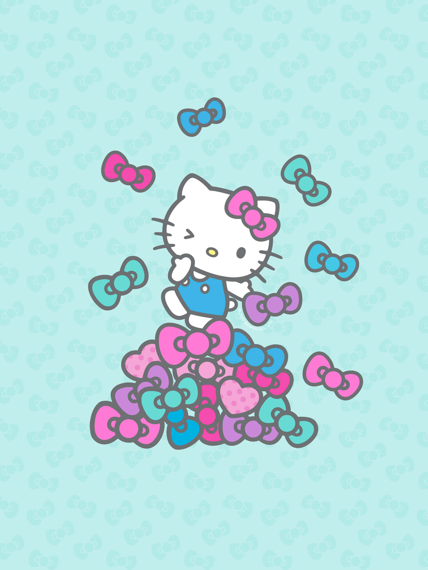 Fundode Tela Do Hello Kitty Em Azul E Rosa.