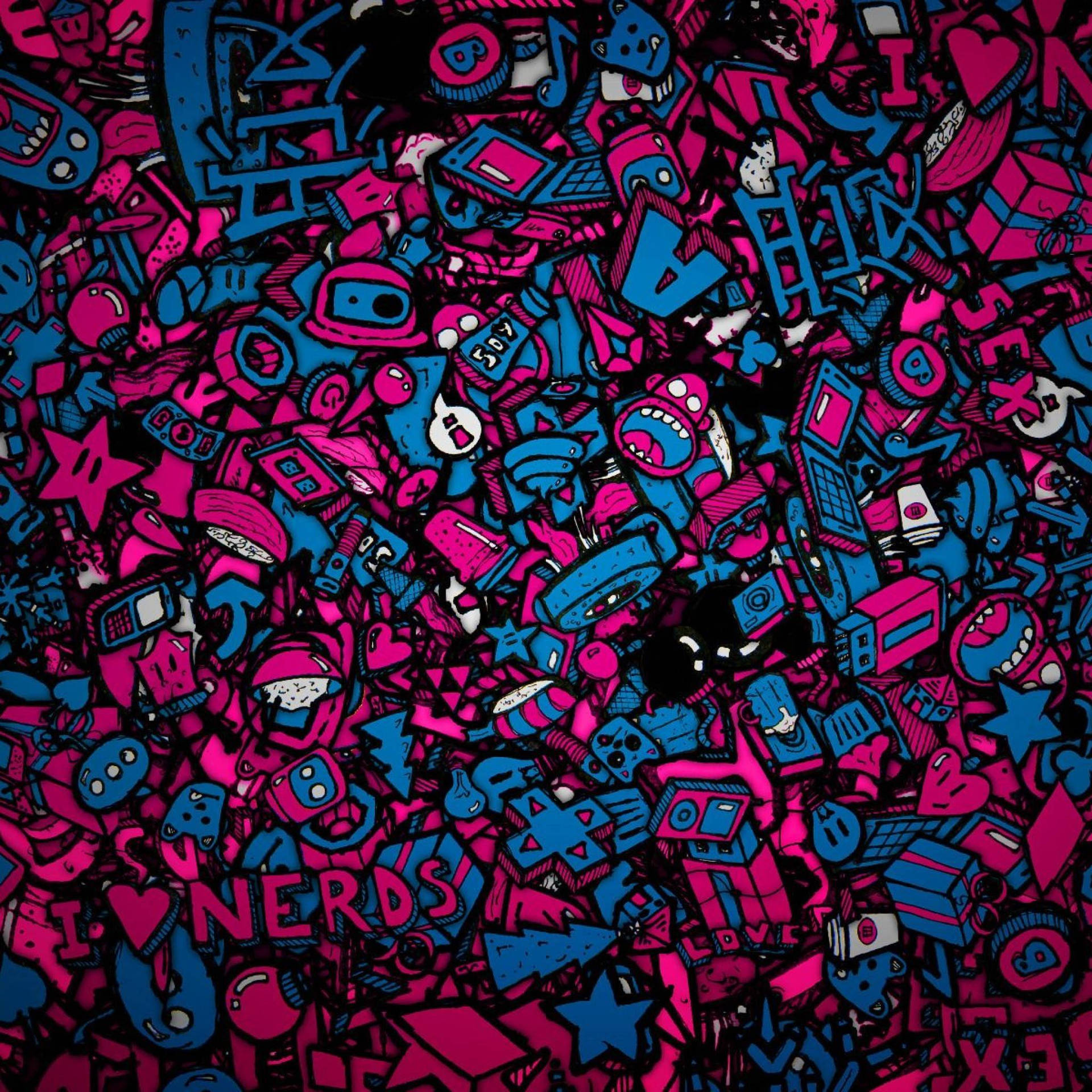Blue And Pink Graffiti Free Ipad Background