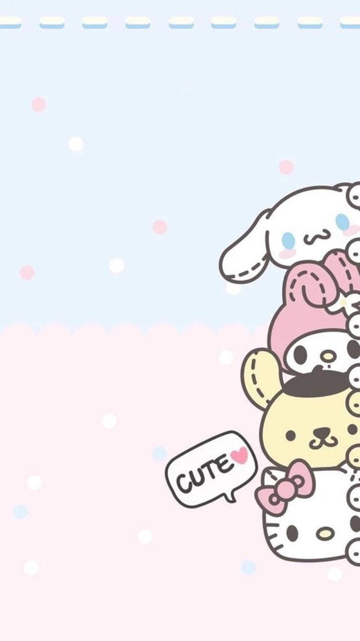 Blue And Pink Sanrio Characters Wallpaper