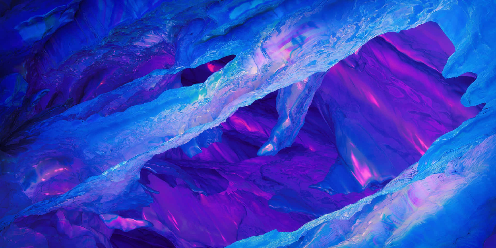 Blue And Purple Crystal Cave Wallpaper
