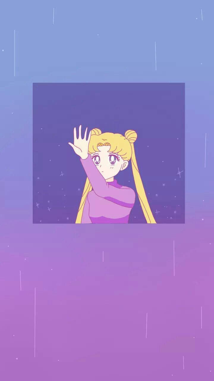 Blauund Lila Verlauf Sailor Moon Wallpaper Für Das Iphone. Wallpaper