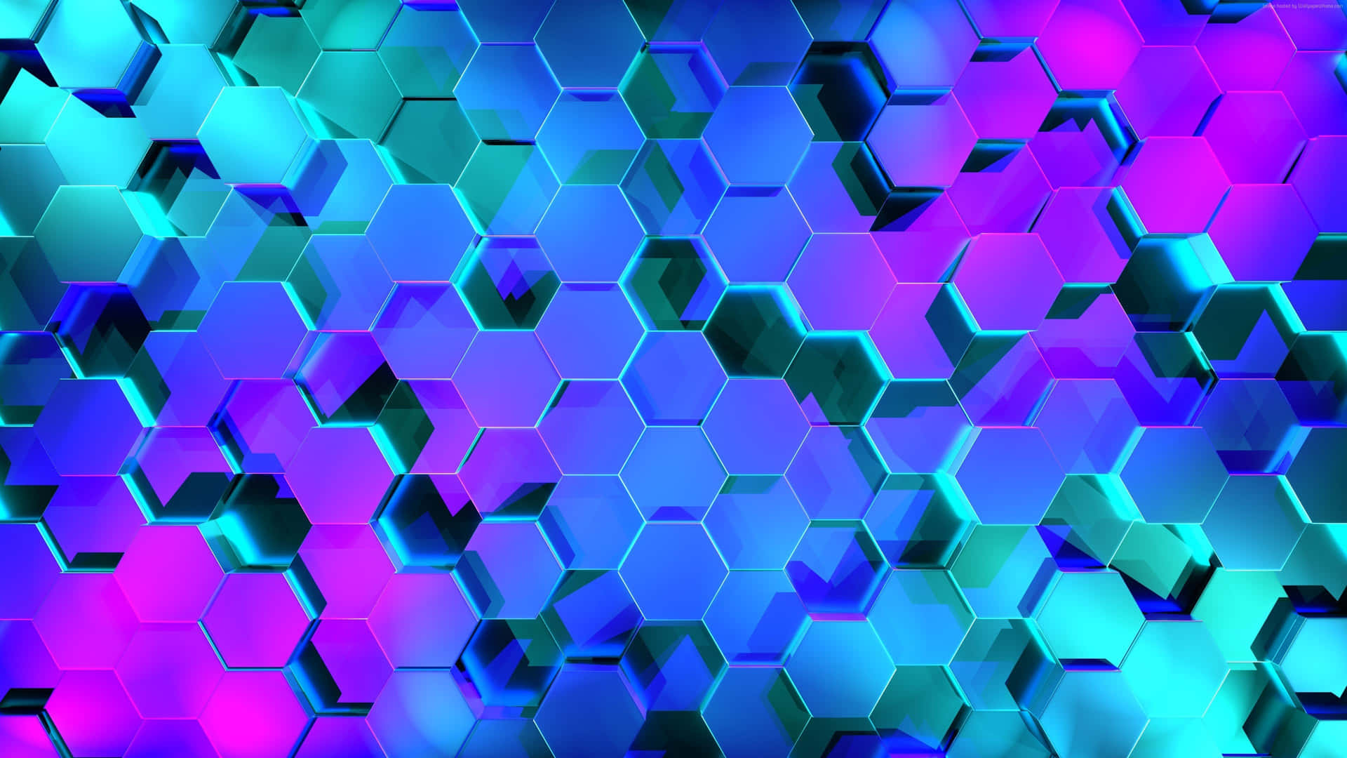 Blue And Purple Hexagon Patterns Wallpaper