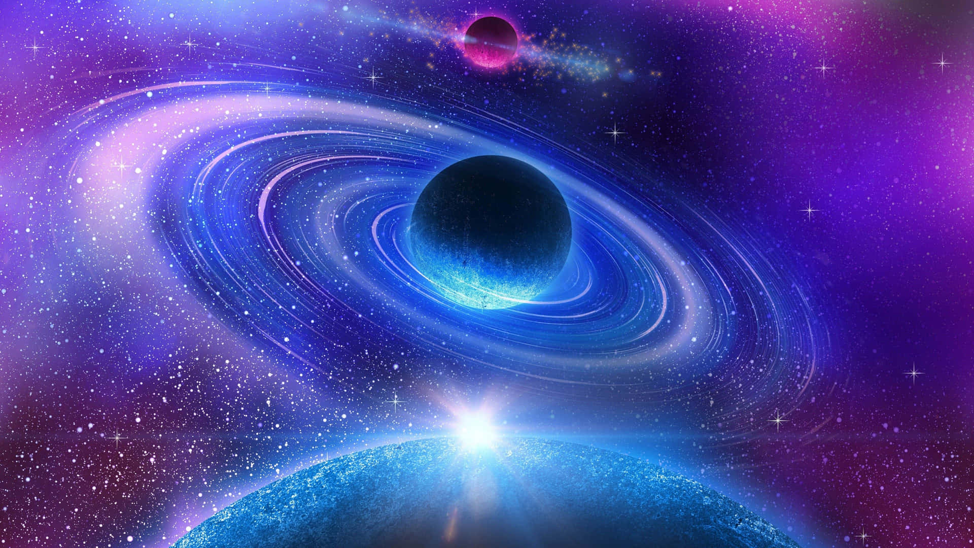 Blue And Purple Solar System Wallpaper