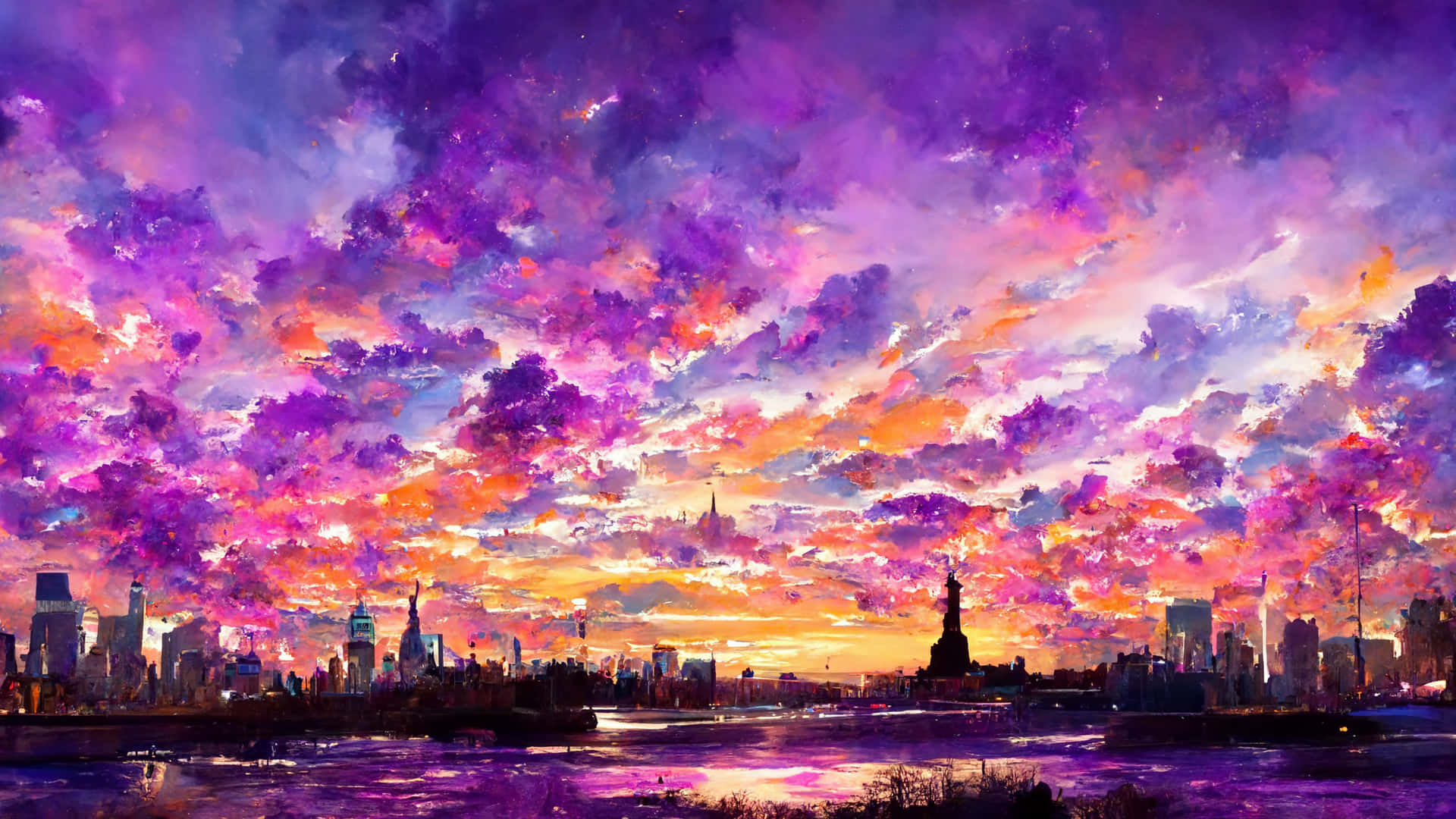 Take in the beautiful sight of a purple and blue sunset. Wallpaper