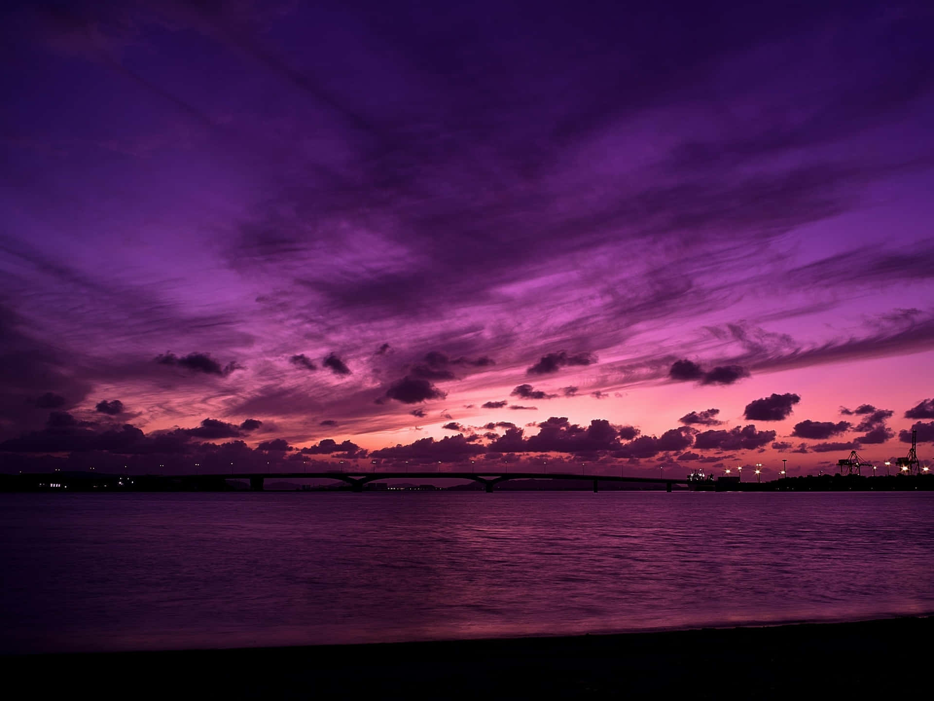 "A magnificent evening with a breathtaking blue and purple sunset" Wallpaper