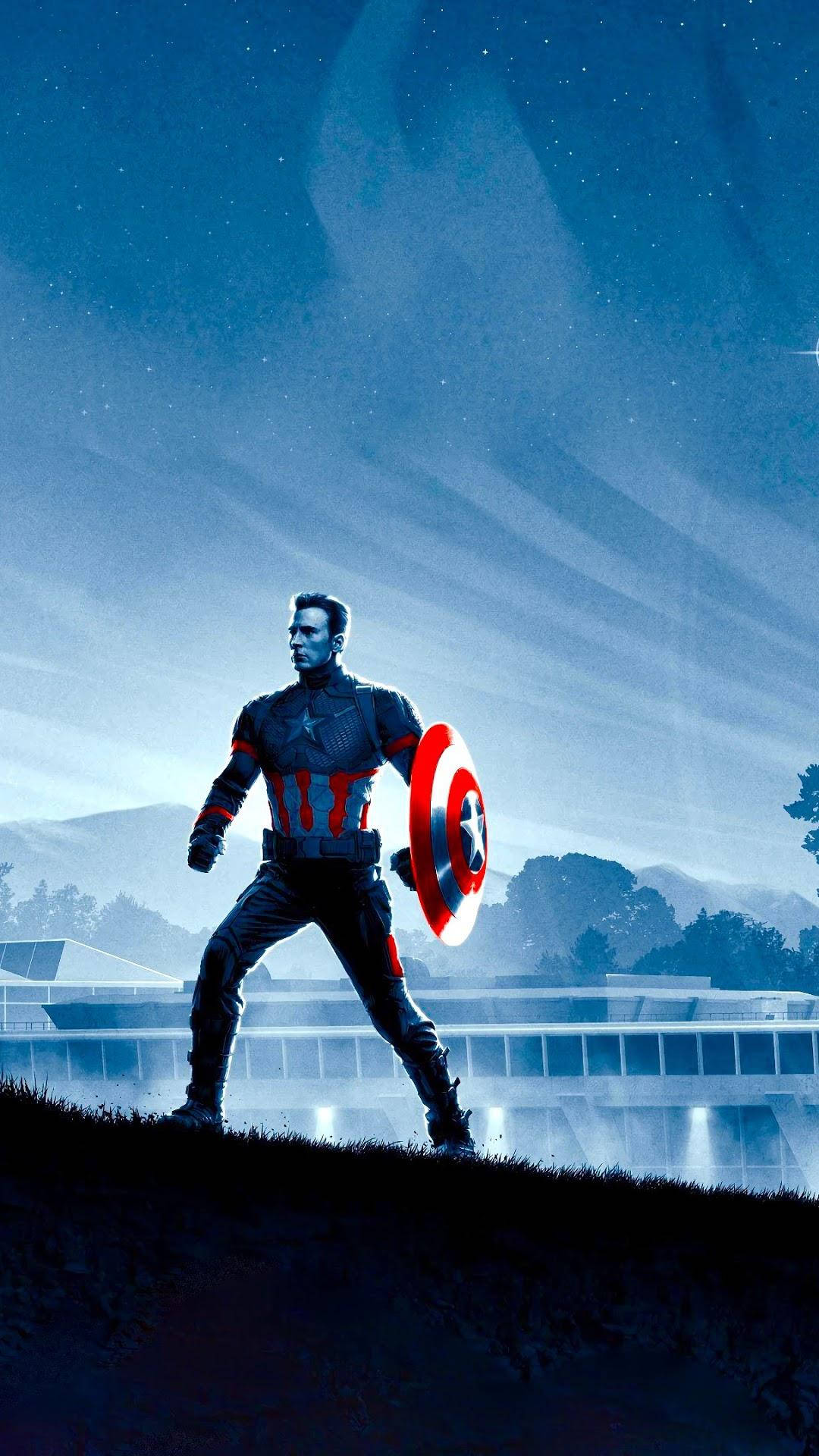 Wallpaperblå Och Röd Captain America Iphone-bakgrundsbild. Wallpaper