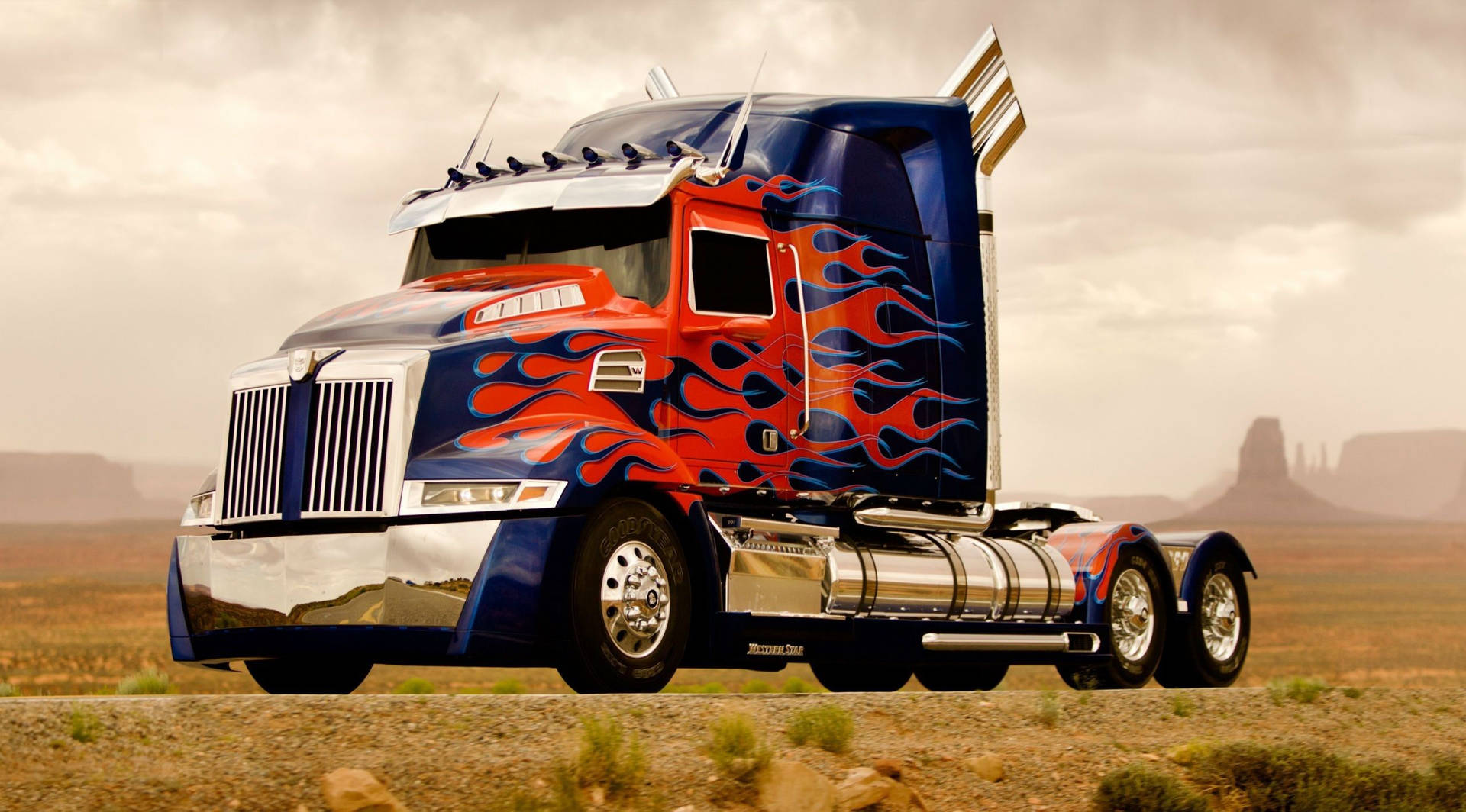 Blue And Red Cool Truck Wallpaper