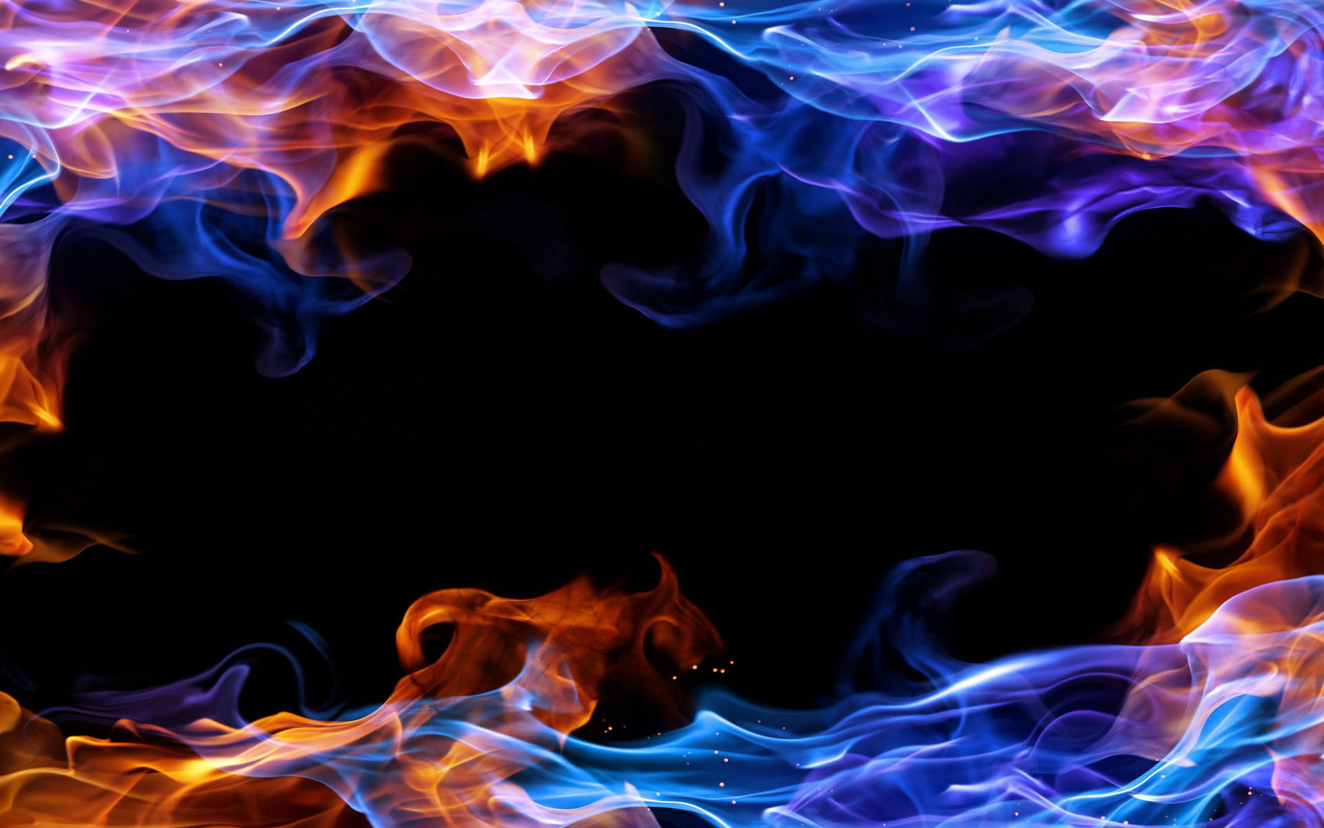Blue And Red Fire Border Wallpaper