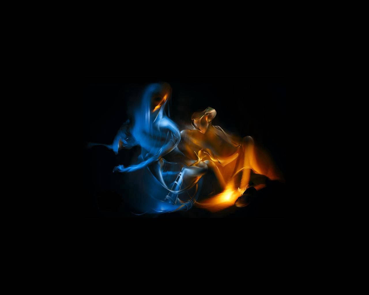 Intense Blue and Red Fire Wallpaper