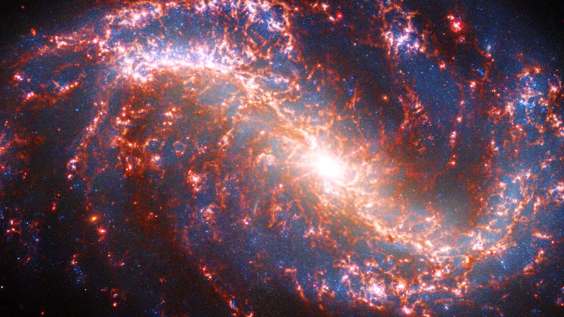 Azule Vermelho Galáxia Astronomia. Papel de Parede