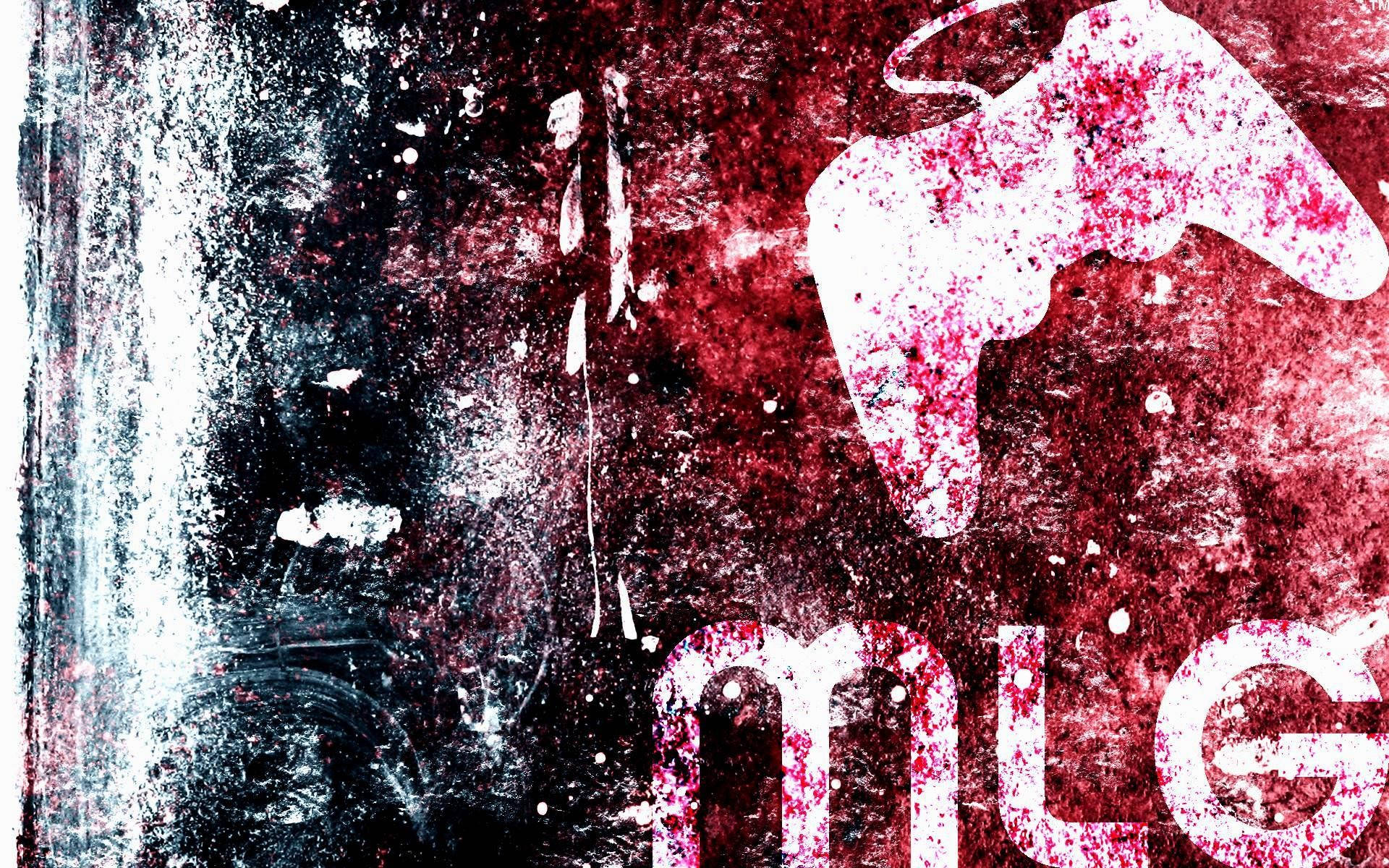 Blå og rød Grunge MLG maling Splatter Tapet Wallpaper