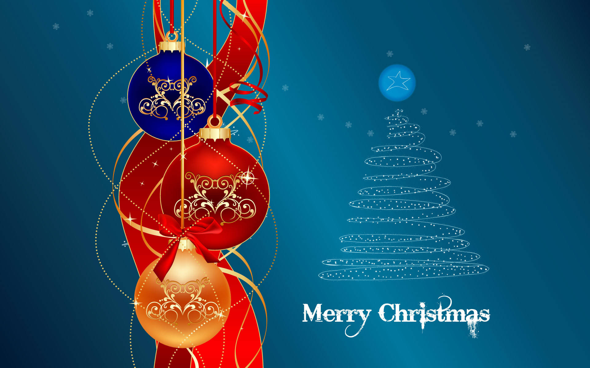 Blue And Red Merry Christmas Hd Wallpaper