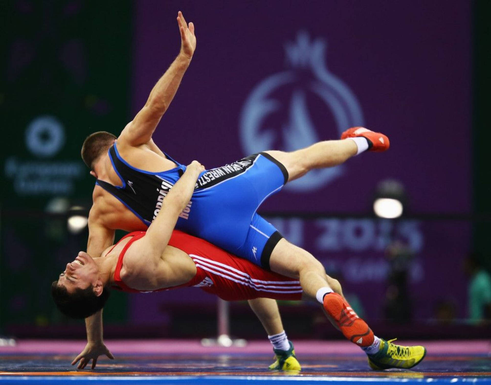 Blue And Red Wrestling Athlete