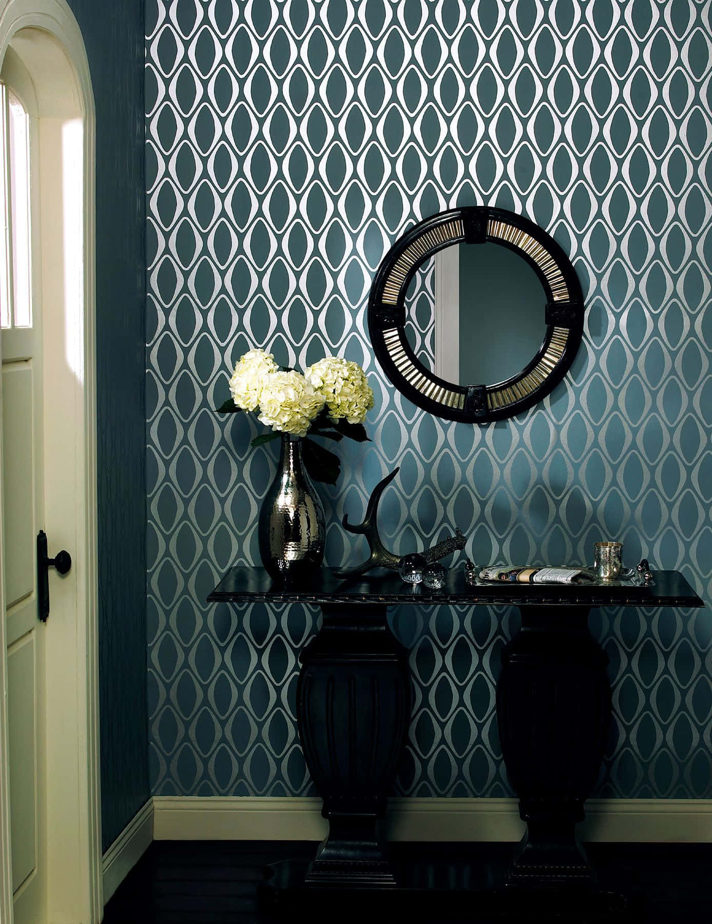 Elegant Blue And Silver Wallpaper