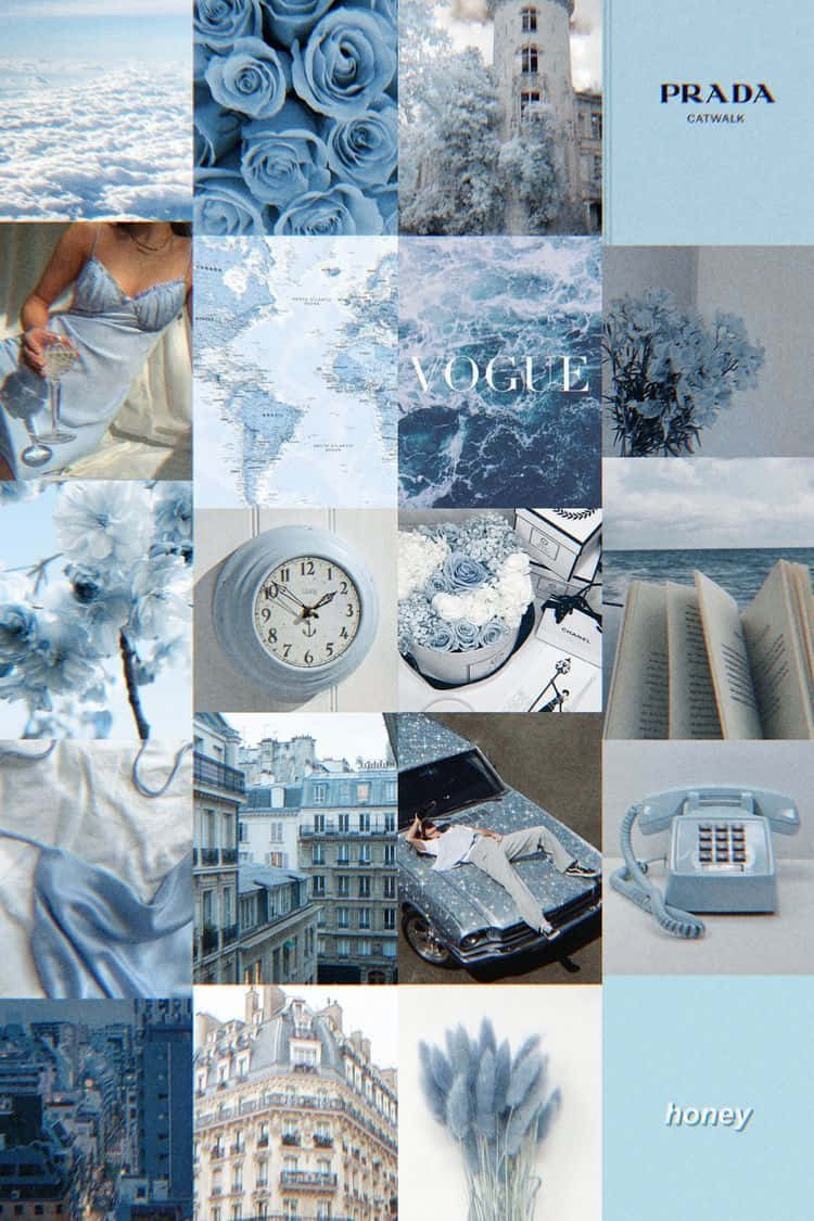 Blue And White Aesthetic Collage Wallpaper