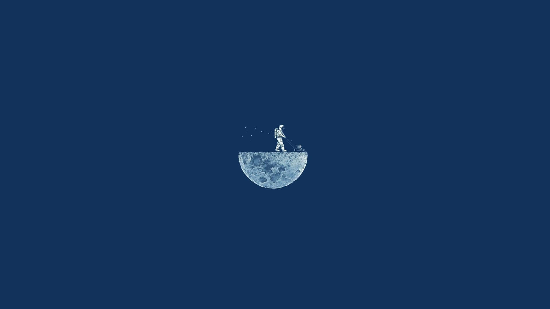 Eineperson Steht Auf Einem Blauen Mond.
