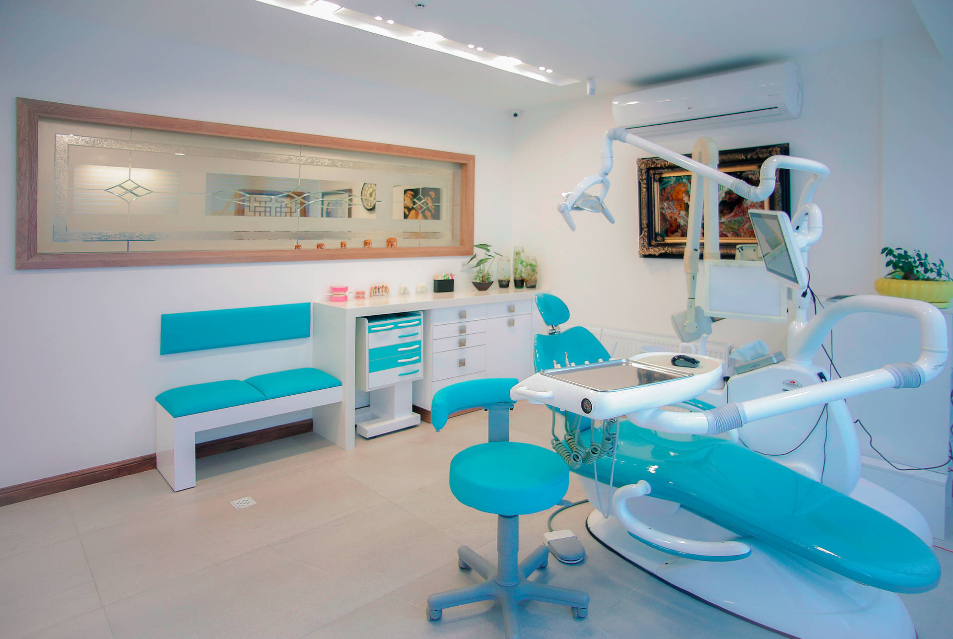 Blå og hvid tandlægeklinik baggrund Wallpaper