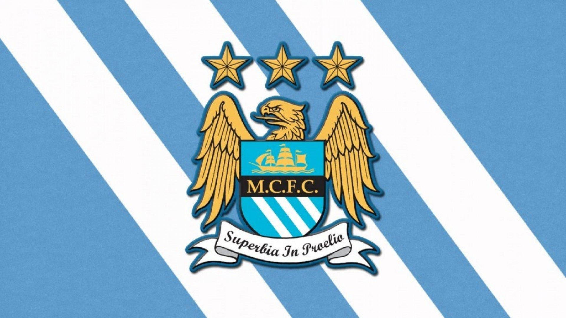 Franjasdiagonales En Azul Y Blanco Del Manchester City Fc. Fondo de pantalla