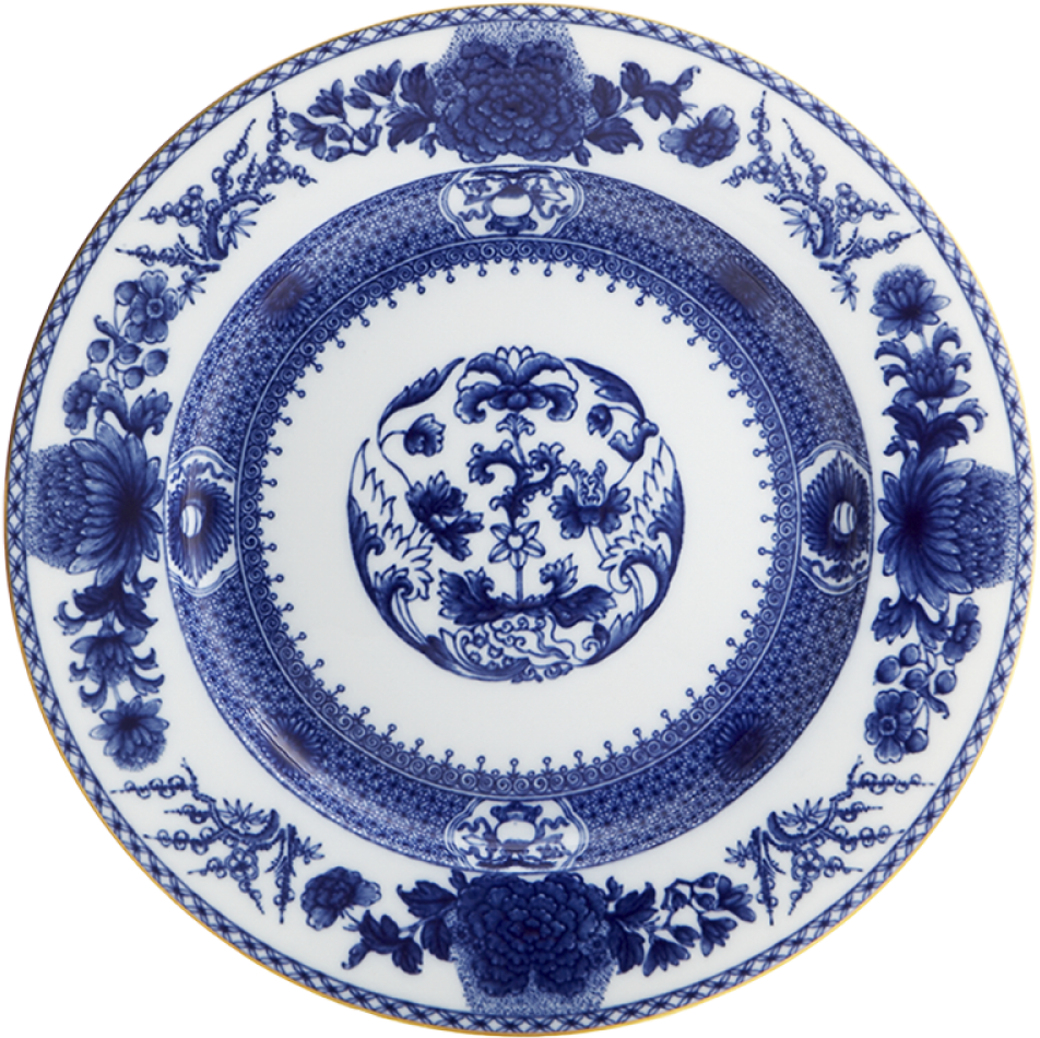 Blue And White Floral Ceramic Plate PNG