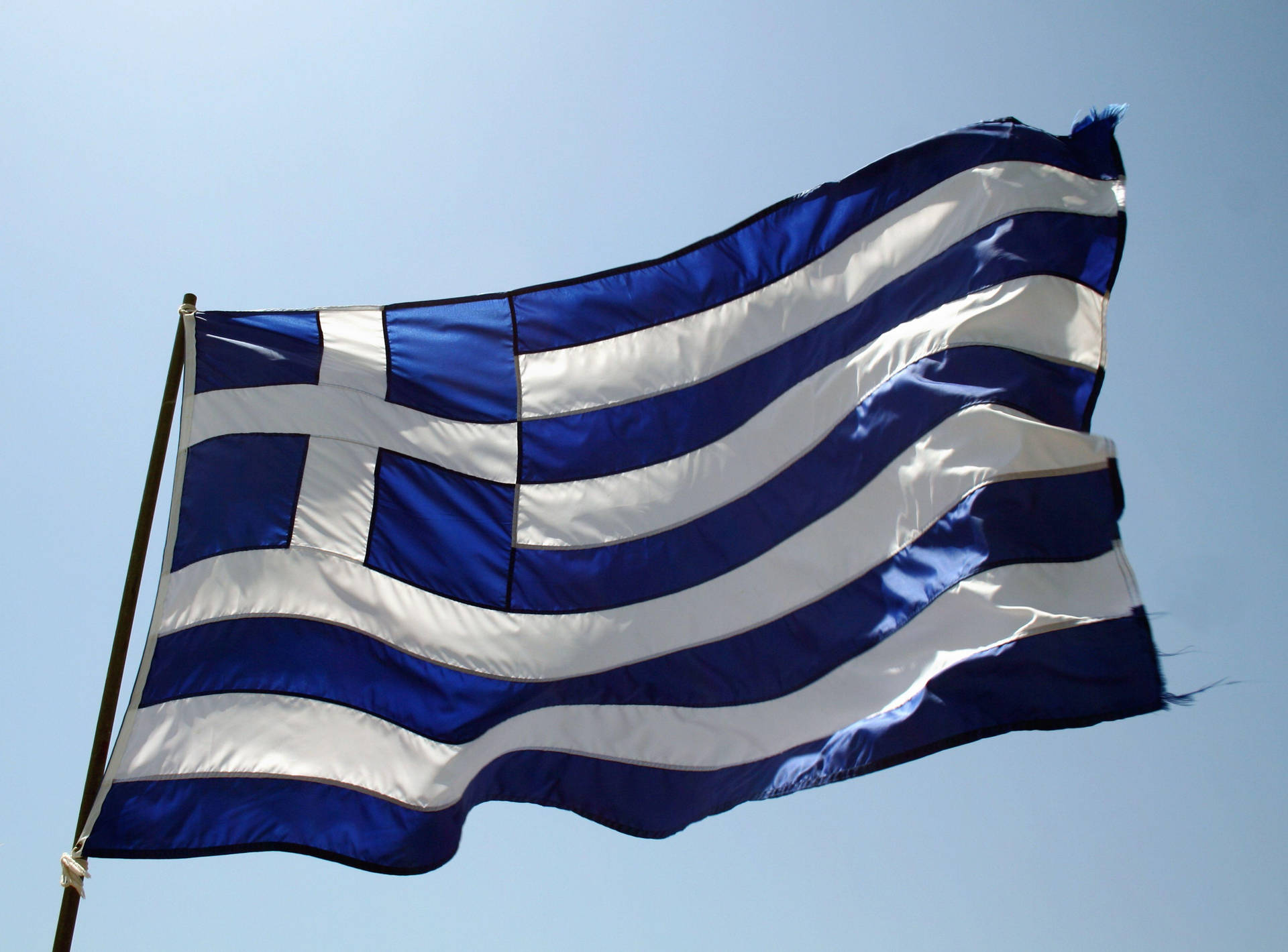 Blåoch Vit Grekisk Flagga. Wallpaper