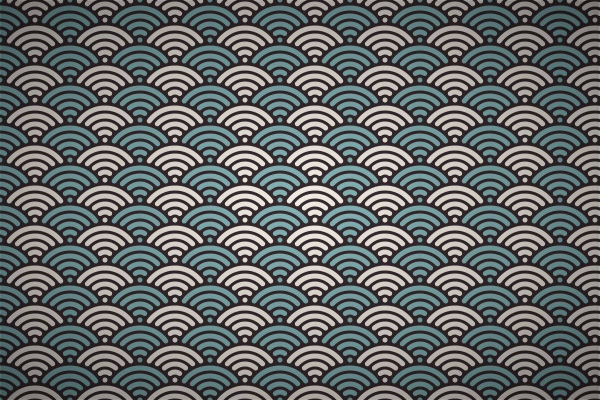 Blå Og Hvide Japanske Bølger Wallpaper