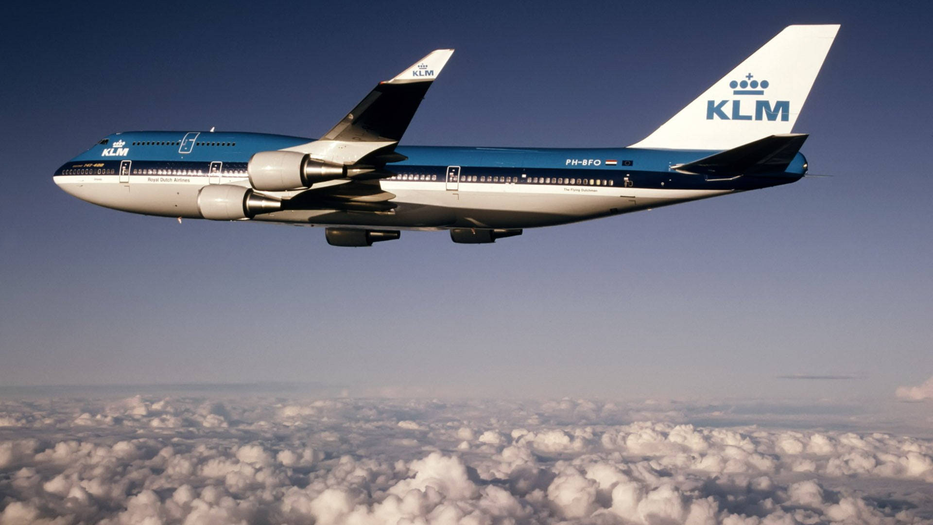 Blue And White KLM Airplane 4K Wallpaper