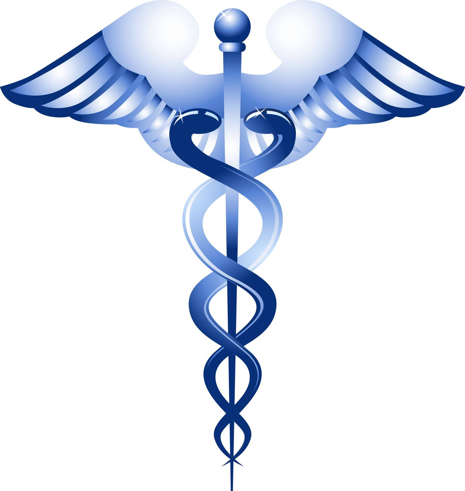 Blue and White Medical Hermes Staff Symbol Wallpaper