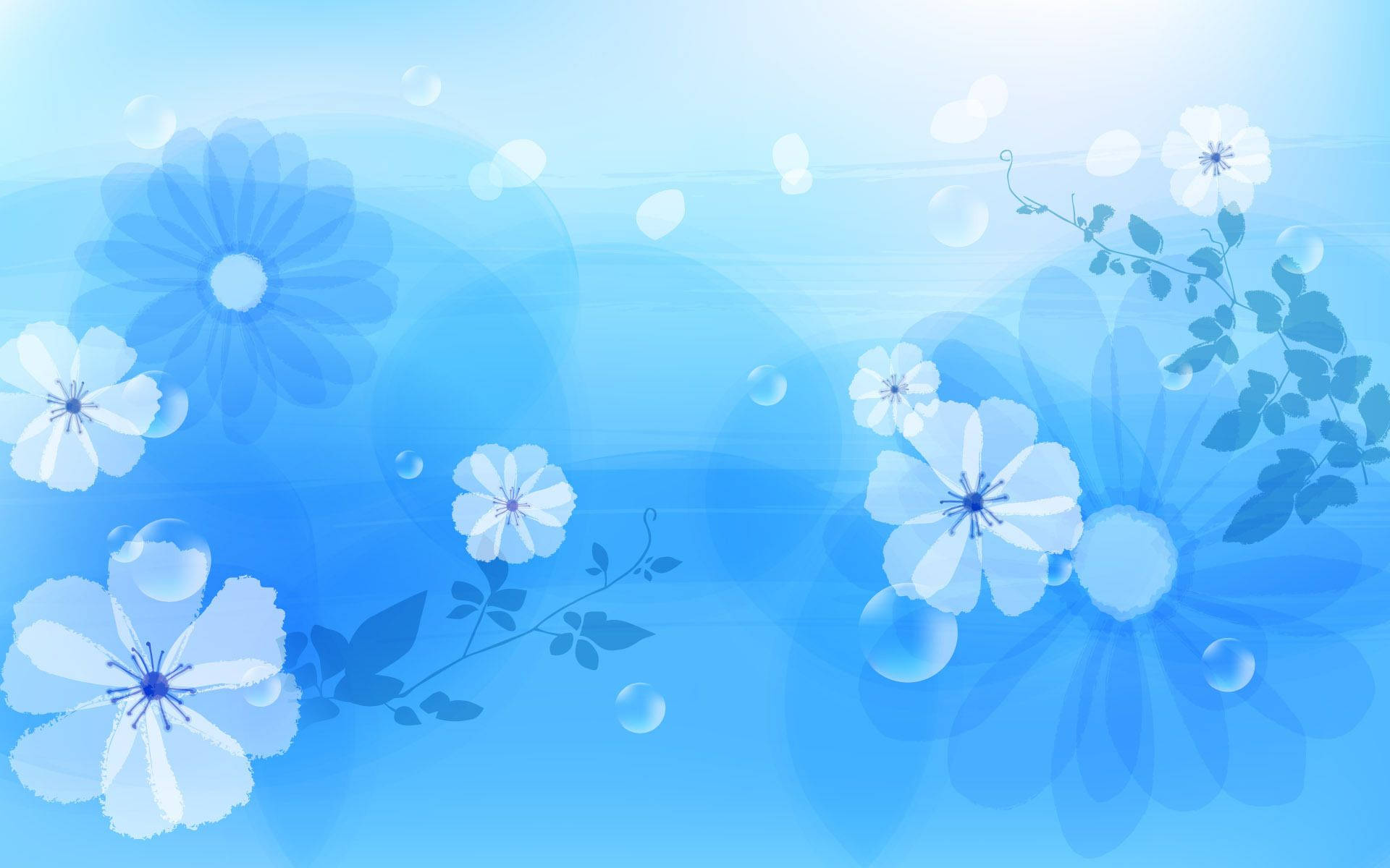 Blue And White Spring Flowers Art Wallpaper
