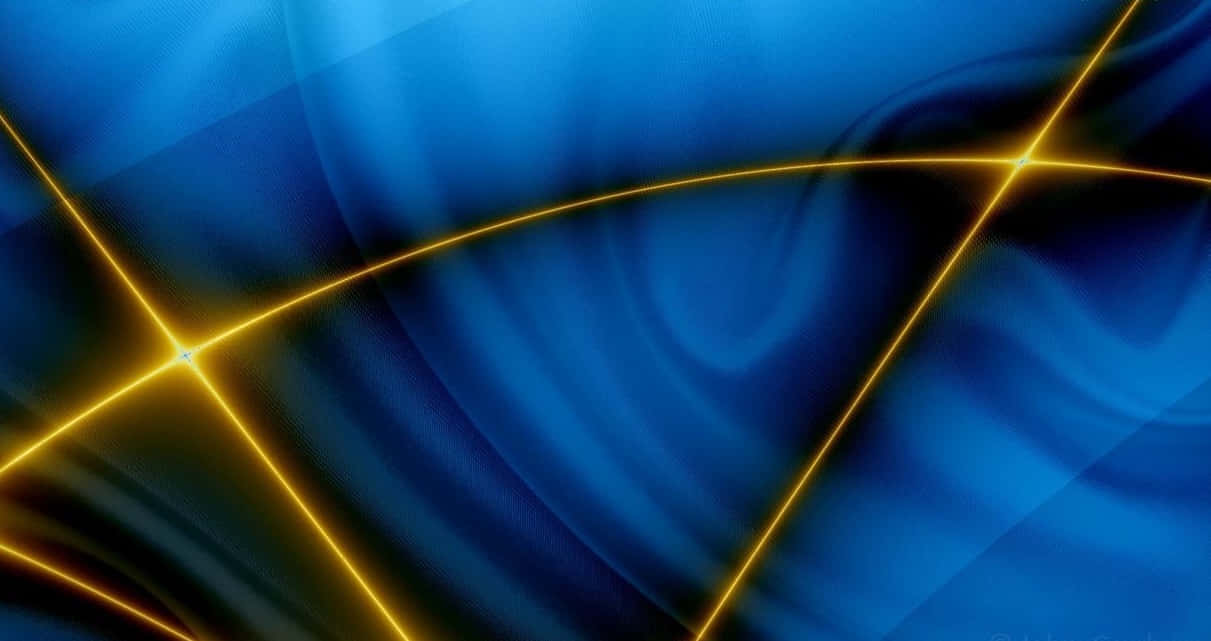 Hellesblau Und Gelbes Geometrisches Muster Auf Schwarzem Hintergrund.