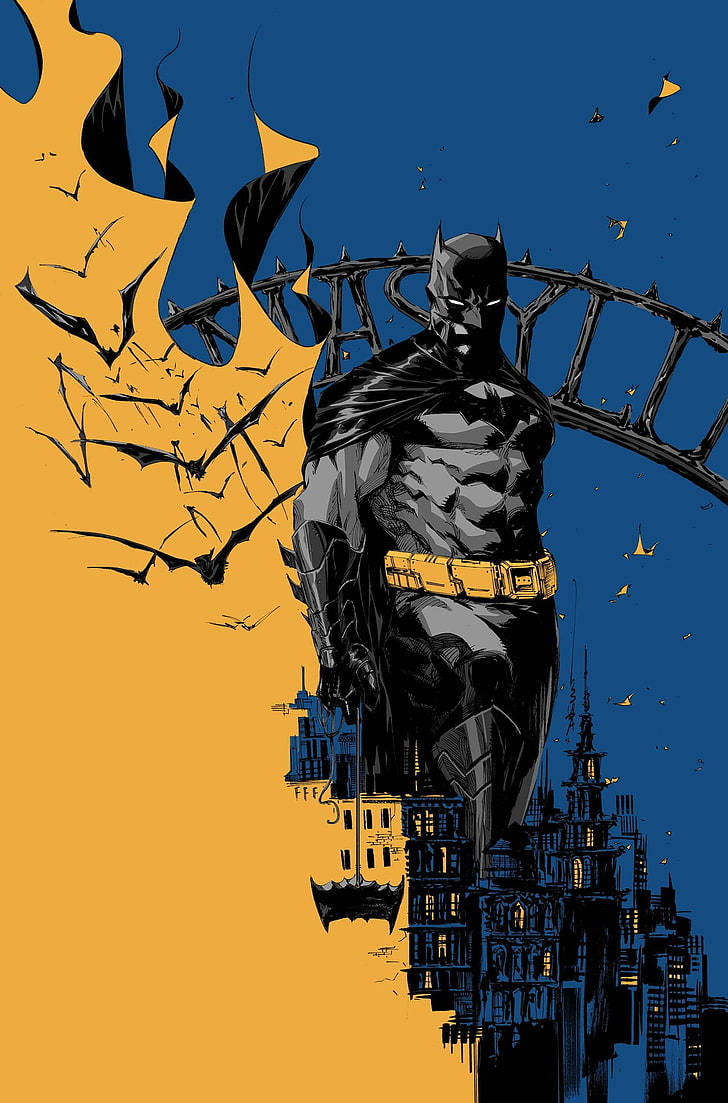 Download Blue And Yellow Batman Arkham Knight Iphone Wallpaper | Wallpapers .com