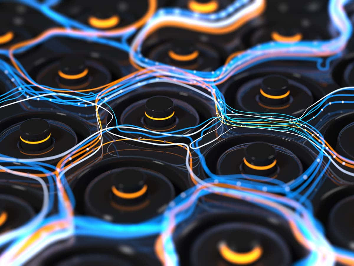 Blue And Yellow Battery Supply Background