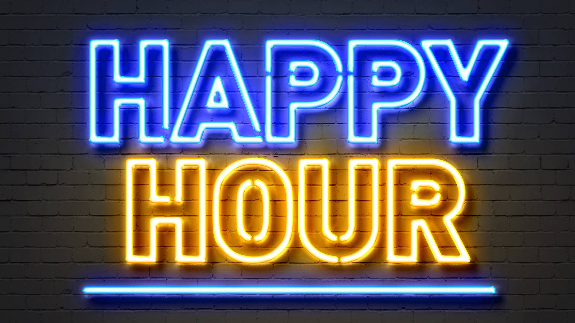 Blauund Gelb Happy Hour Wallpaper