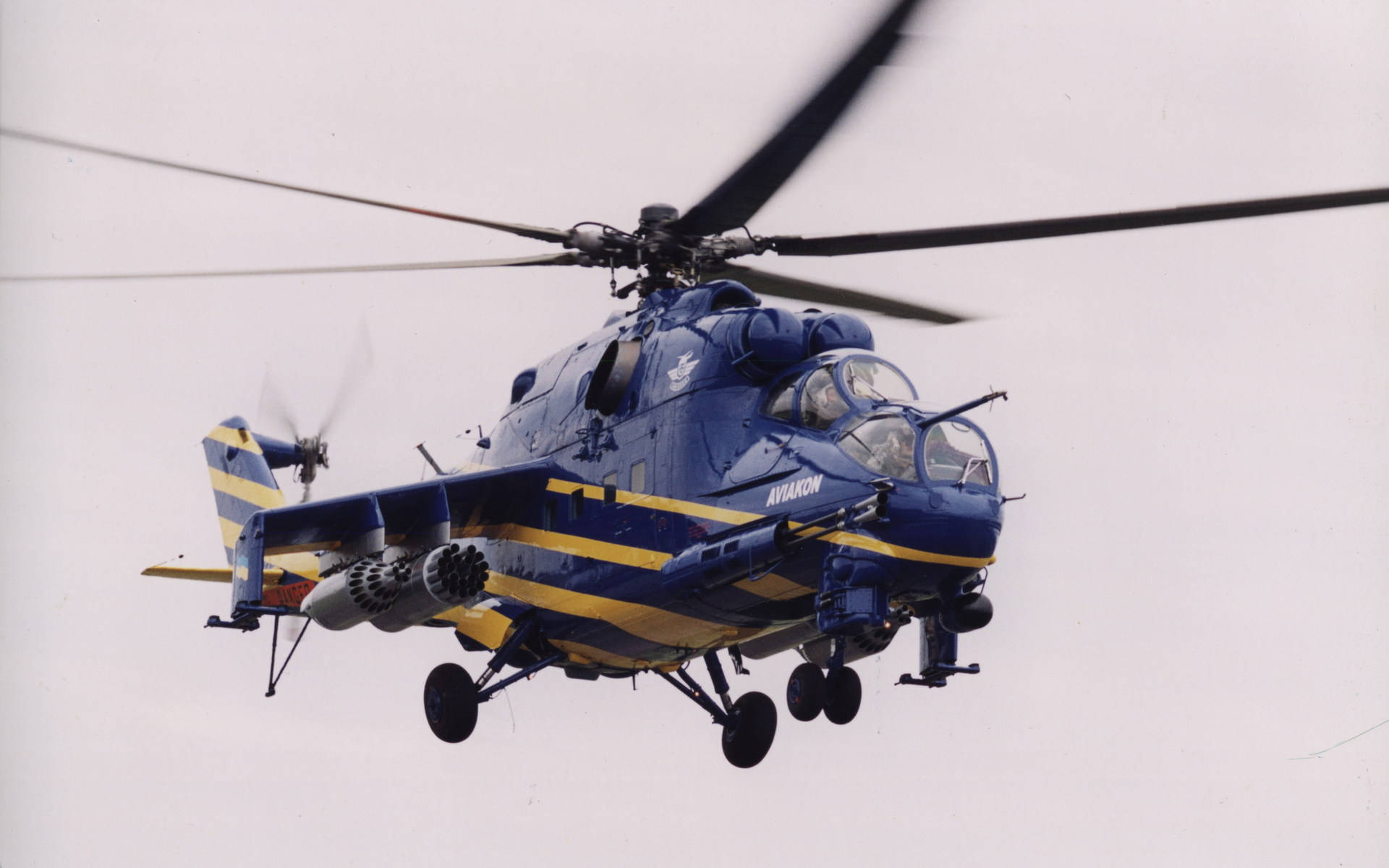 Blå og Gul Helikopter 4k Tapet Wallpaper
