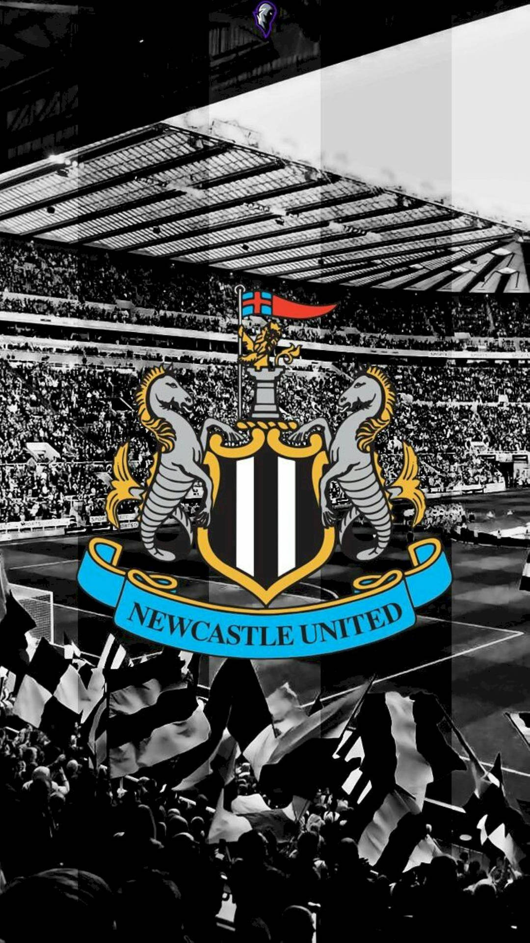 Logodel Newcastle United Fc In Blu E Giallo. Sfondo