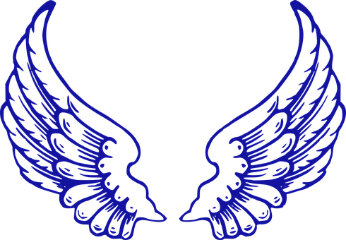 Blue Angel Wings Graphic PNG