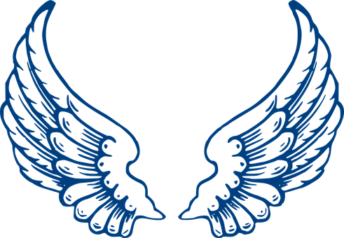 Blue Angel Wings Graphic PNG