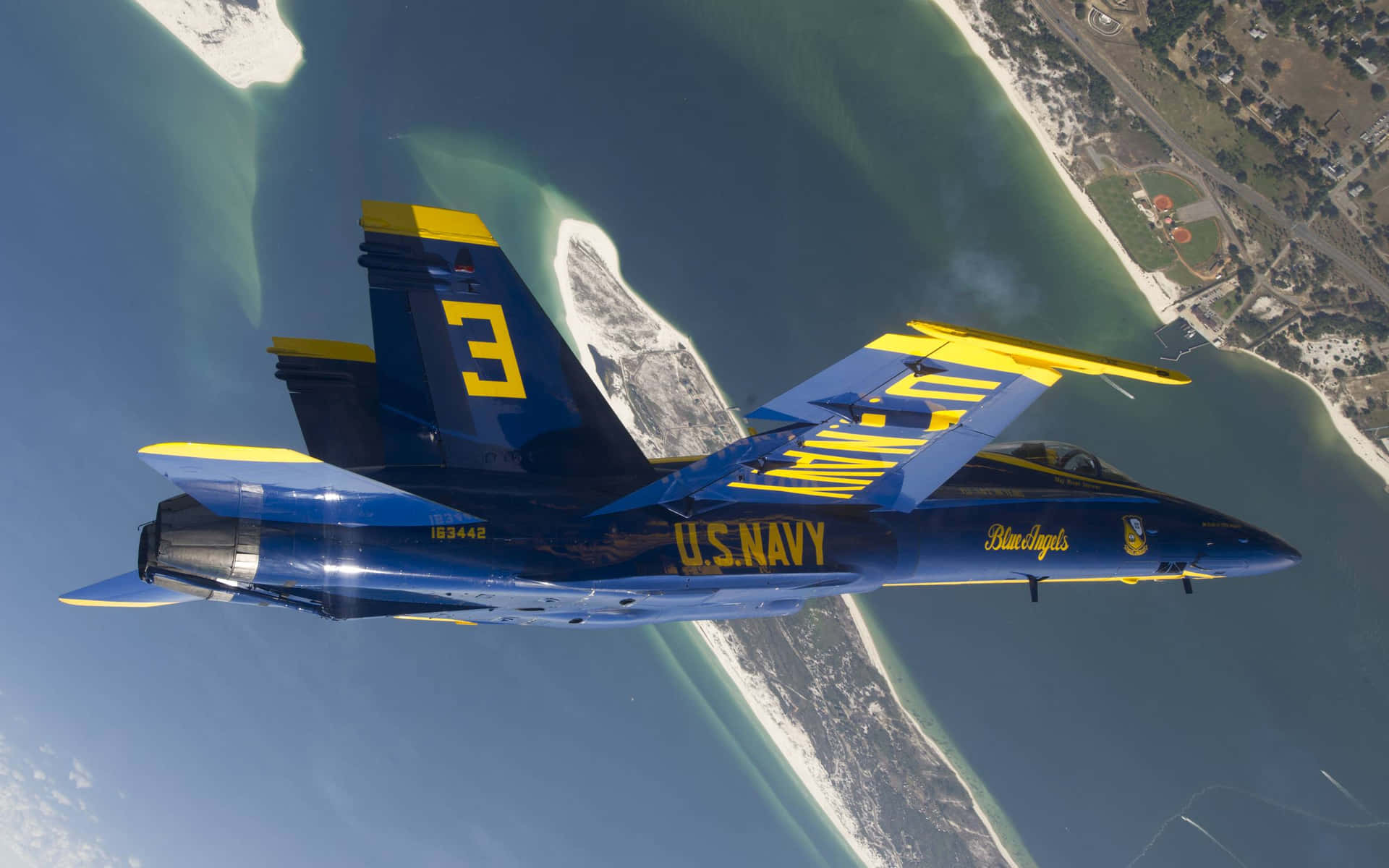 Marvel at the Blue Angels Flying their Ospreys in Show Formation Wallpaper