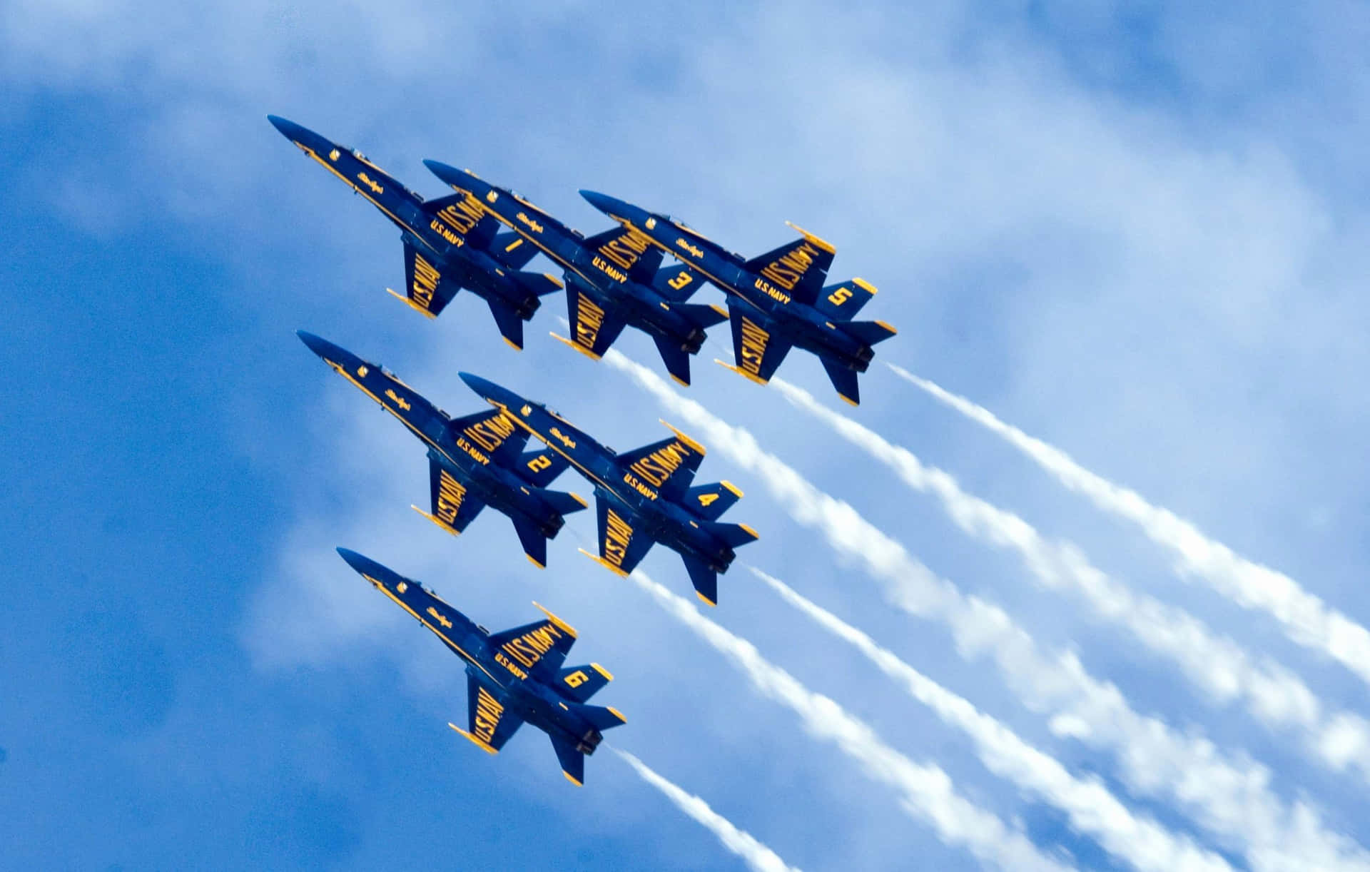 Blue Angels Flying In Formation Wallpaper