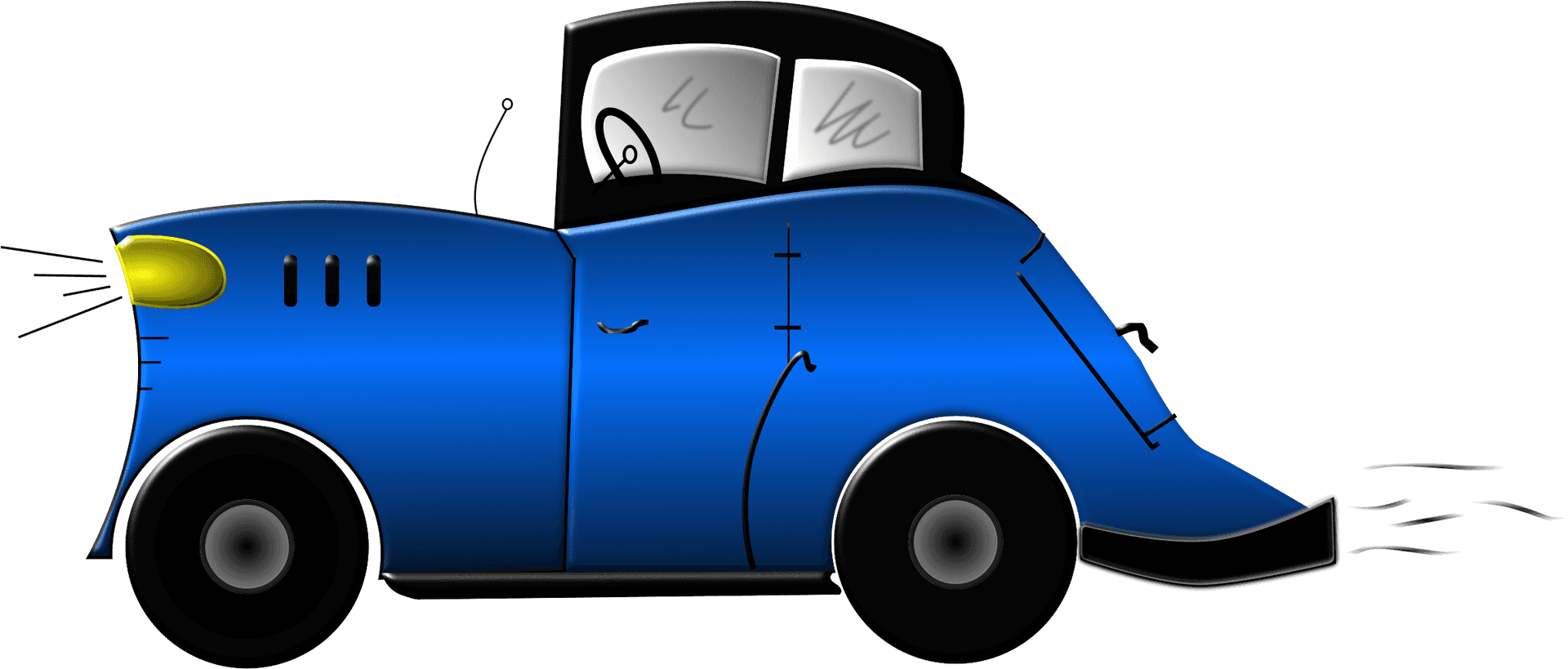 Blue Animated Car Character PNG