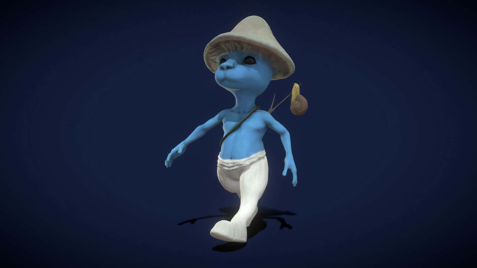 Blue Animated Character With Hat Wallpaper