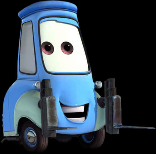 Blue Animated Forklift Character PNG
