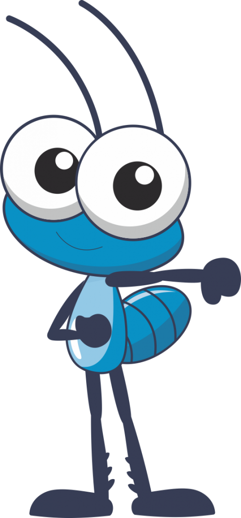 Blue Animated Insect Character PNG