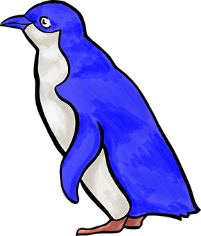 Blue Animated Penguin PNG